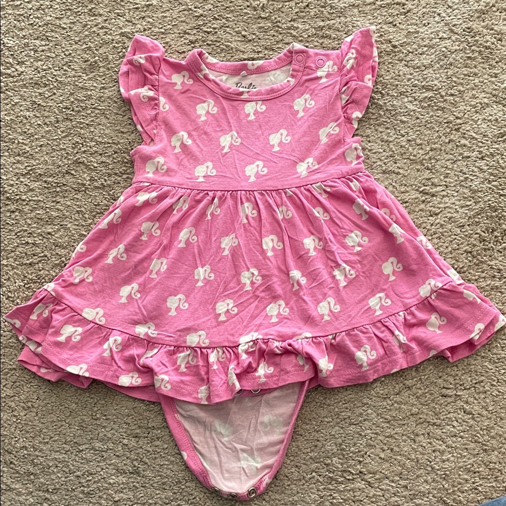 Posh Peanut Pink Baby Outfit with White Horse Pattern